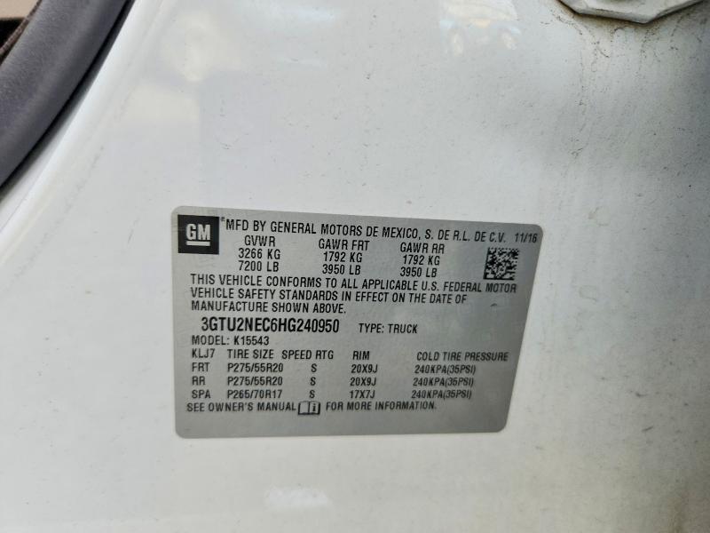 Продаж на аукціоні авто 2017 Gmc Sierra, vin: 3GTU2NEC6HG240950, номер лоту: 66436906