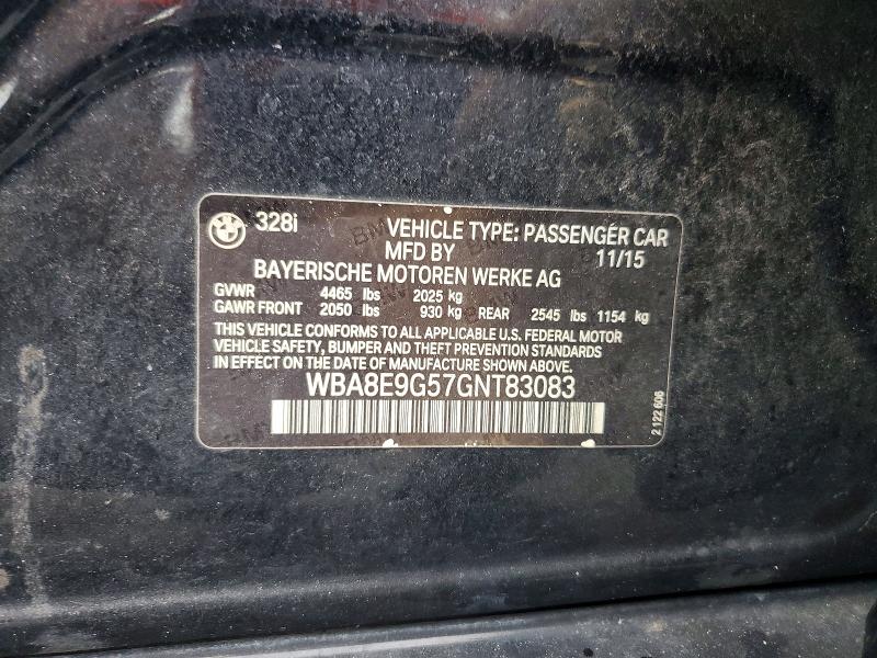 63361156 :رقم المزاد ، WBA8E9G57GNT83083 vin ، 2016 Bmw 328 مزاد بيع