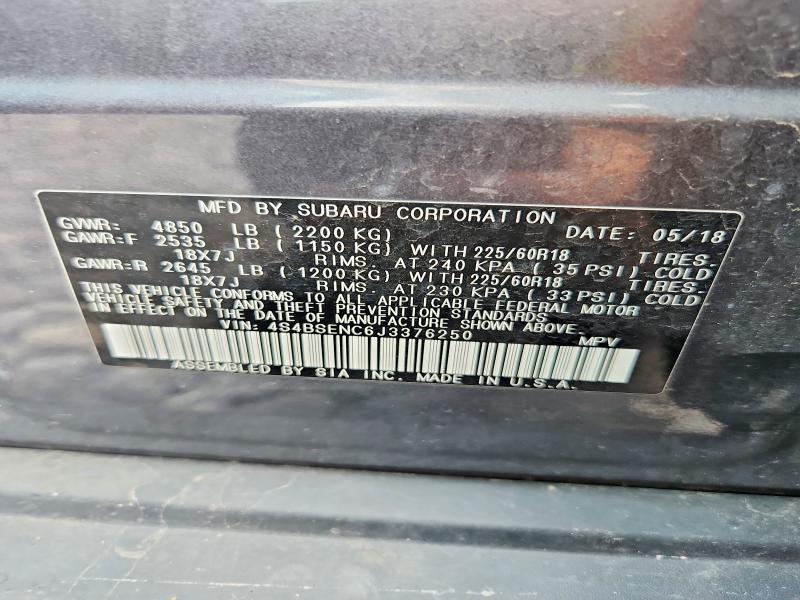 Aukcja sprzedaży 2018 Subaru Outback, vin: 4S4BSENC6J3376250, numer aukcji: 63938736