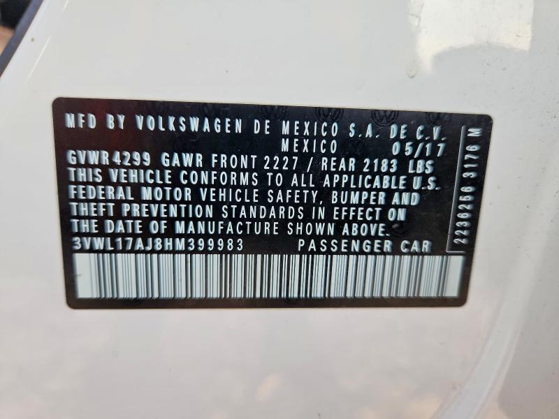 Продажа на аукционе авто 2017 Volkswagen Jetta, vin: 3VWL17AJ8HM399983, номер лота: 62830796