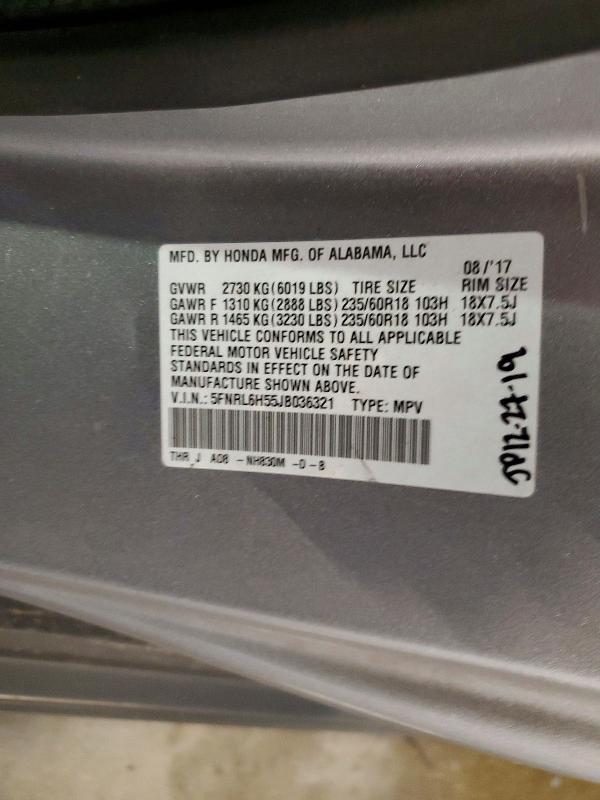 Aukcja sprzedaży 2018 Honda Odyssey, vin: 5FNRL6H55JB036321, numer aukcji: 66823126