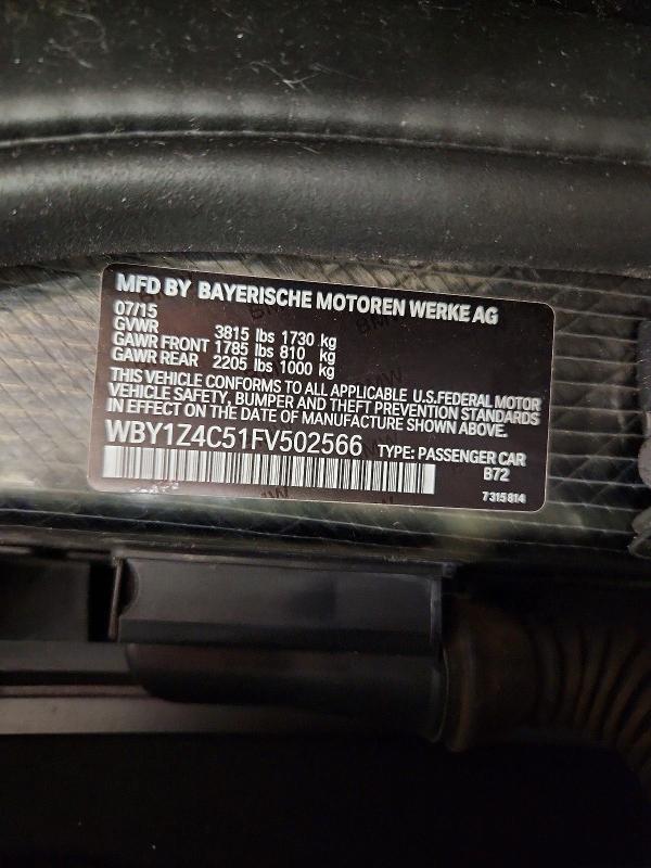 Aukcja sprzedaży 2015 Bmw I3, vin: WBY1Z4C51FV502566, numer aukcji: 66590676