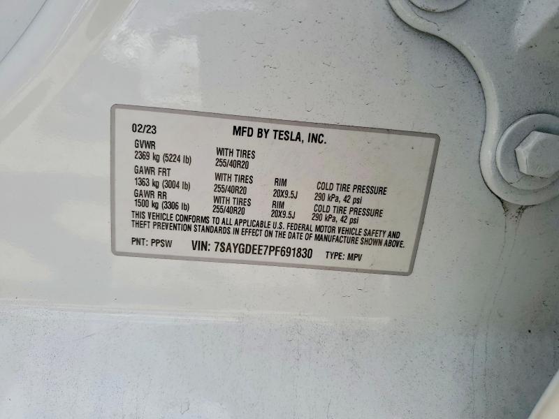 Aukcja sprzedaży 2023 Tesla Model Y, vin: 7SAYGDEE7PF691830, numer aukcji: 66756216