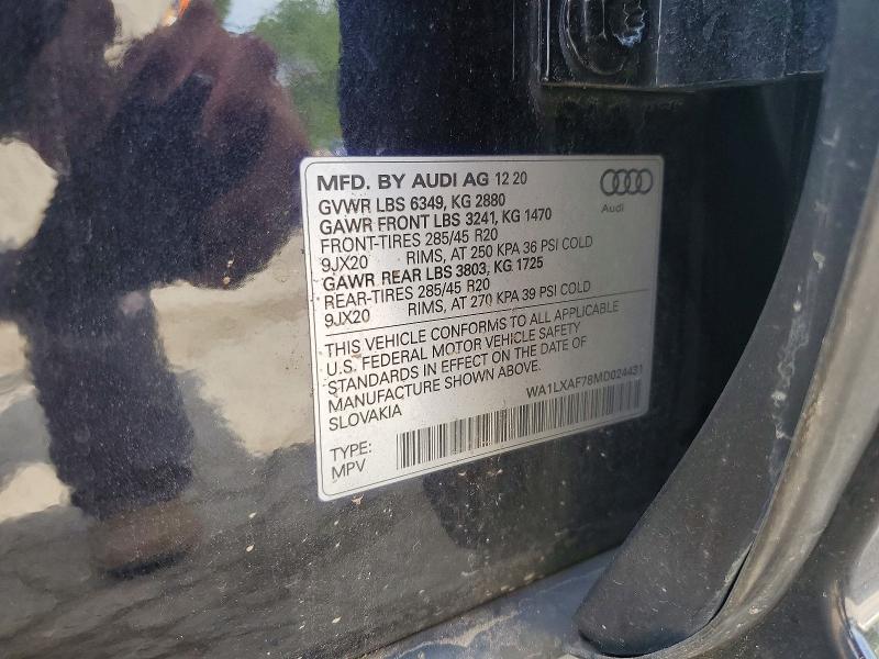 Auction sale of the 2021 Audi Q7, vin: WA1LXAF78MD024431, lot number: 63537176