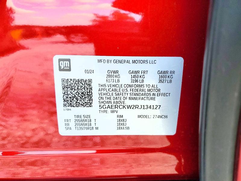 66783596 :رقم المزاد ، 5GAERCKW2RJ134127 vin ، 2024 Buick Enclave مزاد بيع