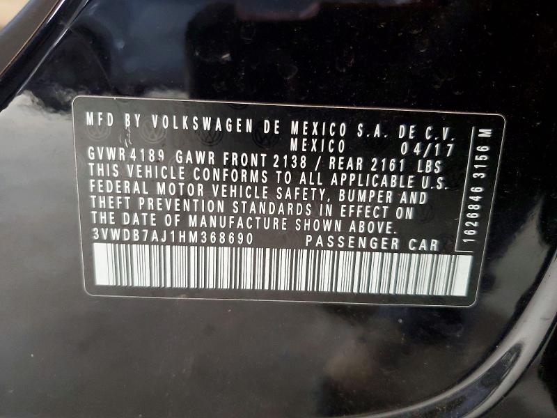 Aukcja sprzedaży 2017 Volkswagen Jetta, vin: 3VWDB7AJ1HM368690, numer aukcji: 65716186