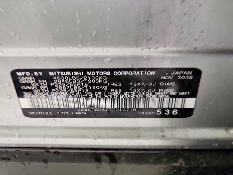 Aukcja sprzedaży 2026 Mitsubishi Eclipse Cross, vin: JA4ATWAA7TZ013716, numer aukcji: 61645846