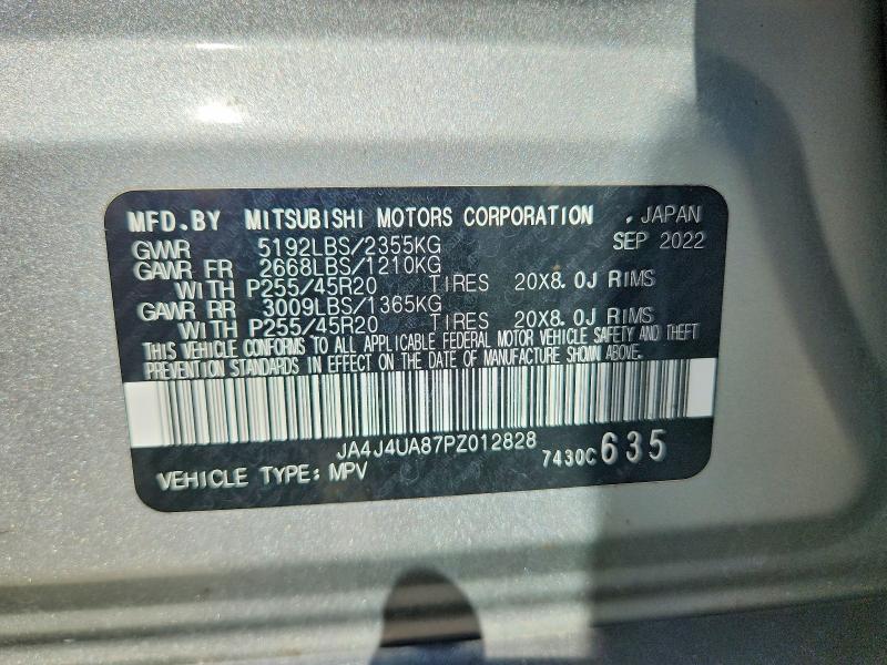 2023 Mitsubishi Outlander მანქანა იყიდება აუქციონზე, vin: JA4J4UA87PZ012828, აუქციონის ნომერი: 65807206