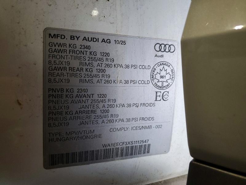 Aukcja sprzedaży 2025 Audi Q3, vin: WA1EECF3XS1112547, numer aukcji: 66453206