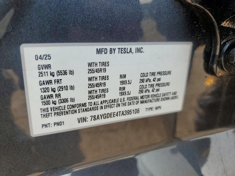 Продаж на аукціоні авто 2026 Tesla Model Y, vin: 7SAYGDEE4TA395106, номер лоту: 64630466