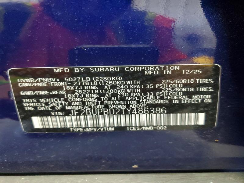 63324046 :رقم المزاد ، JF2BUPBD2TY486386 vin ، 2026 Subaru Outback مزاد بيع