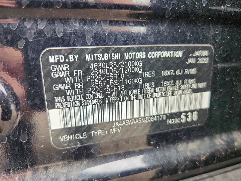 Aukcja sprzedaży 2022 Mitsubishi Eclipse Cross, vin: JA4ASWAA5NZ064170, numer aukcji: 63752866