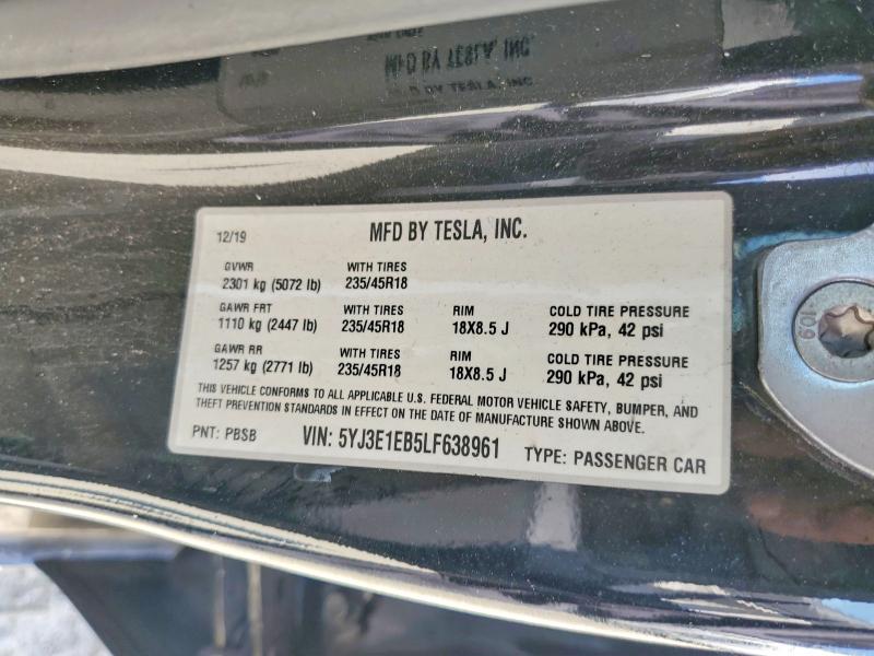 Aukcja sprzedaży 2020 Tesla Model 3, vin: 5YJ3E1EB5LF638961, numer aukcji: 66773266