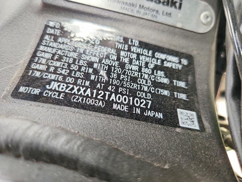 Продаж на аукціоні авто 2026 Kawasaki Zx1003, vin: JKBZXXA12TA001027, номер лоту: 64473906