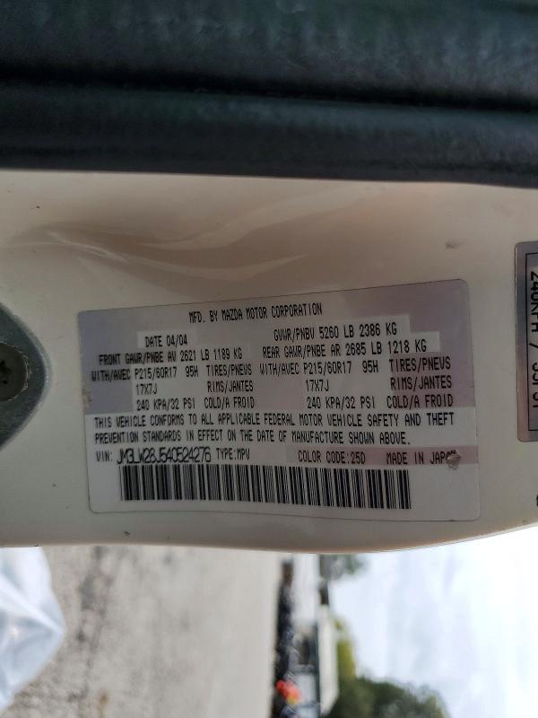 66828676 :رقم المزاد ، JM3LW28J540524276 vin ، 2004 Mazda Mpv مزاد بيع