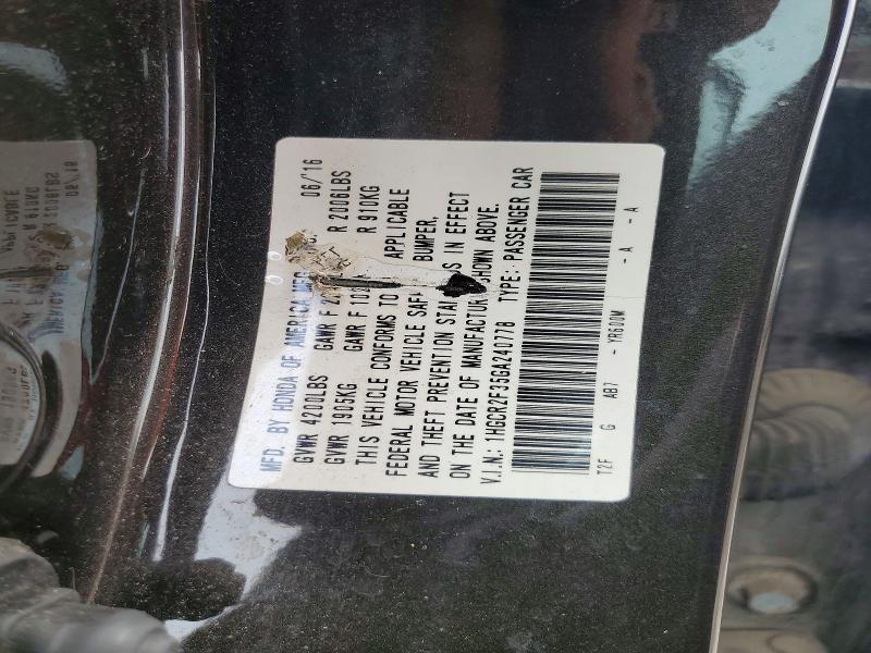 64471926 :رقم المزاد ، 1HGCR2F35GA240778 vin ، 2016 Honda Accord مزاد بيع