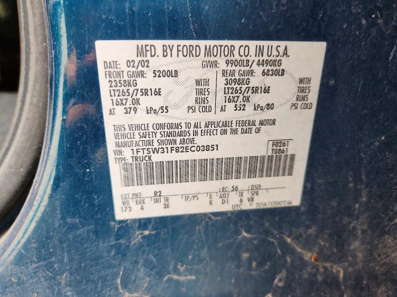 Aukcja sprzedaży 2002 Ford F350, vin: 1FTSW31F82EC03851, numer aukcji: 63798496