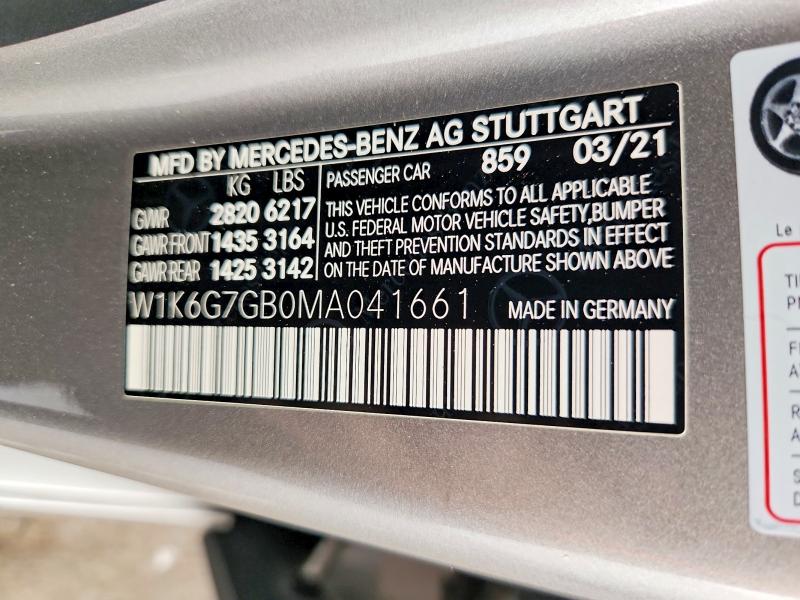 64316536 :رقم المزاد ، W1K6G7GB0MA041661 vin ، 2021 Mercedes-benz S مزاد بيع