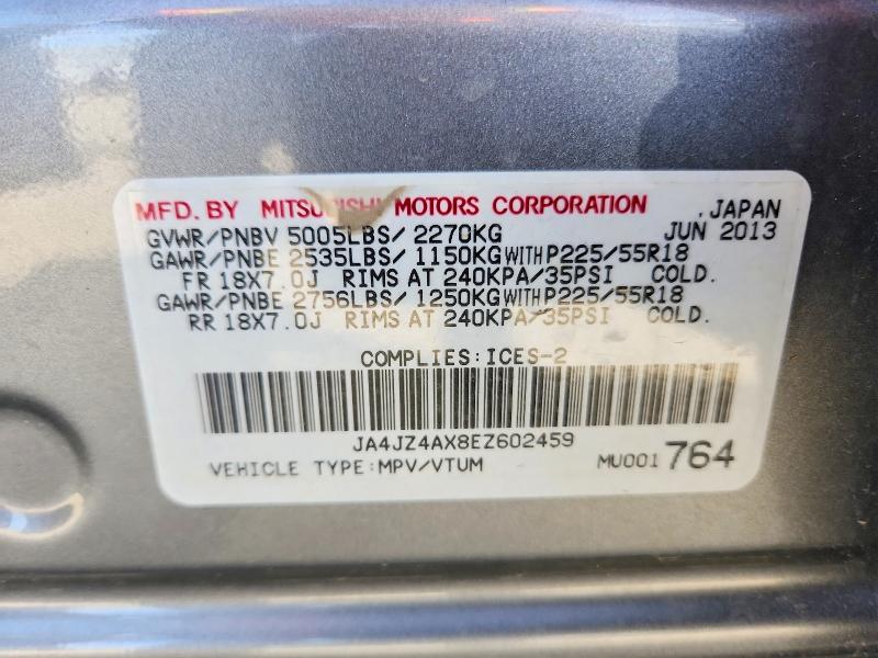 Продаж на аукціоні авто 2014 Mitsubishi Outlander, vin: JA4JZ4AX8EZ602459, номер лоту: 66396786