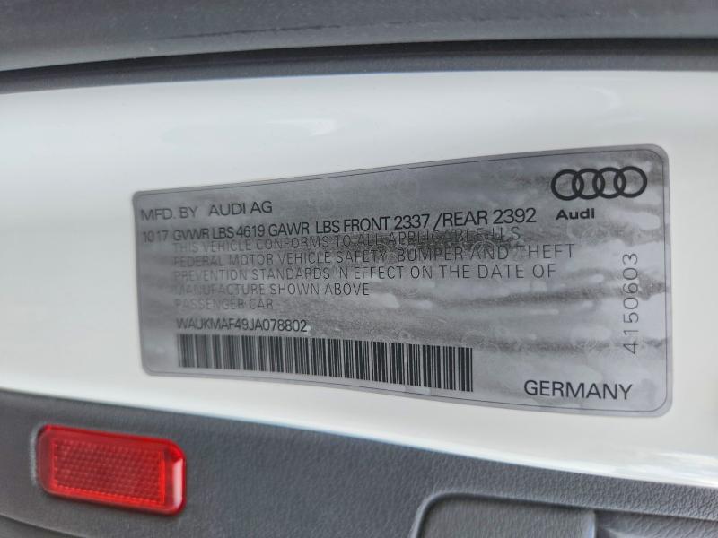 Aukcja sprzedaży 2018 Audi A4, vin: WAUKMAF49JA078802, numer aukcji: 67120656