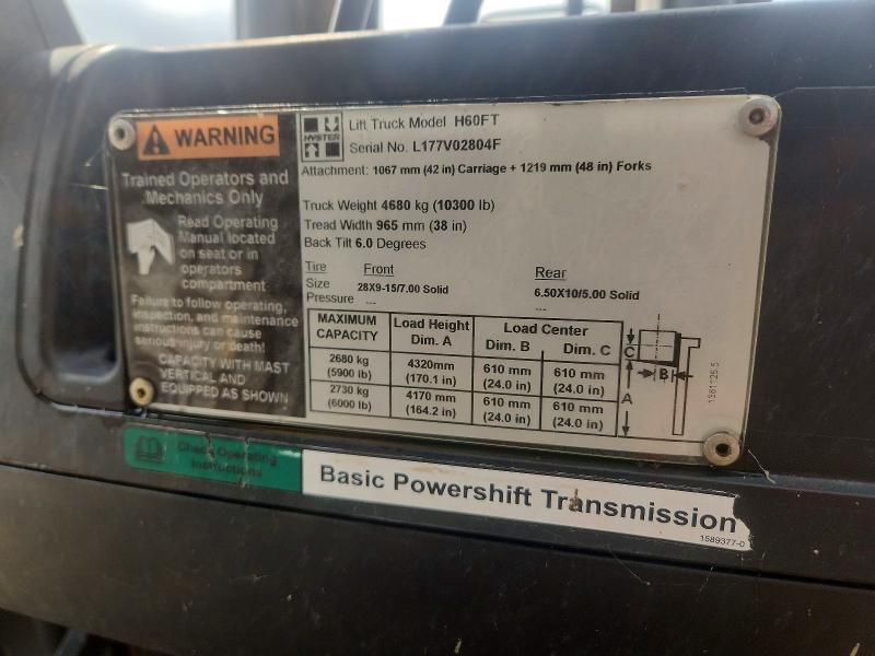 64196866 :رقم المزاد ، L177V02804F vin ، 2008 Hyster H60ft مزاد بيع