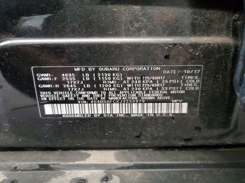 Aukcja sprzedaży 2018 Subaru Outback, vin: 4S4BSAFCXJ3250979, numer aukcji: 64576126