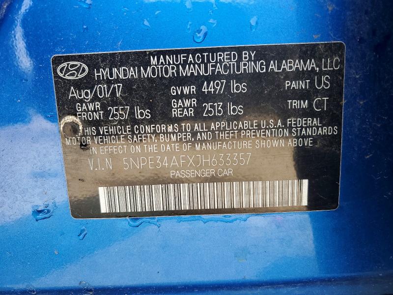 Aukcja sprzedaży 2018 Hyundai Sonata, vin: 5NPE34AFXJH633357, numer aukcji: 63843506