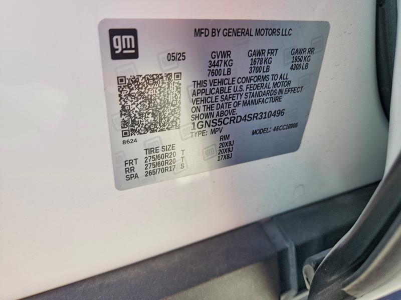 66427766 :رقم المزاد ، 1GNS5CRD4SR310496 vin ، 2025 Chevrolet Suburban مزاد بيع