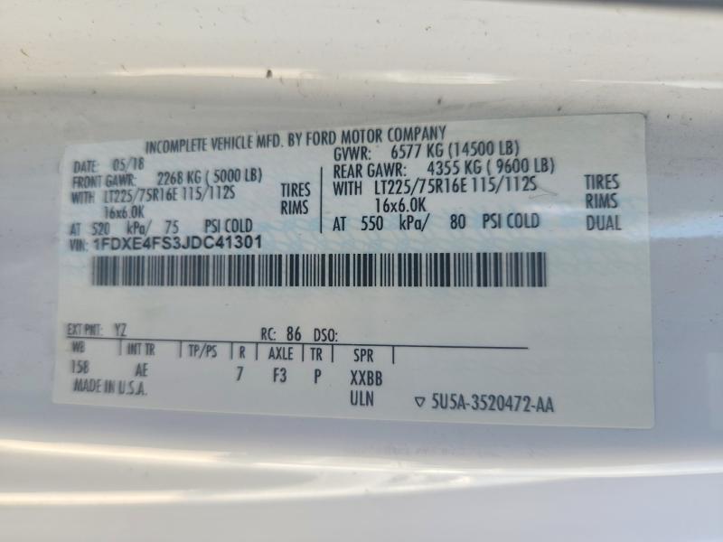 63161486 :رقم المزاد ، 1FDXE4FS3JDC41301 vin ، 2018 Ford E450 مزاد بيع