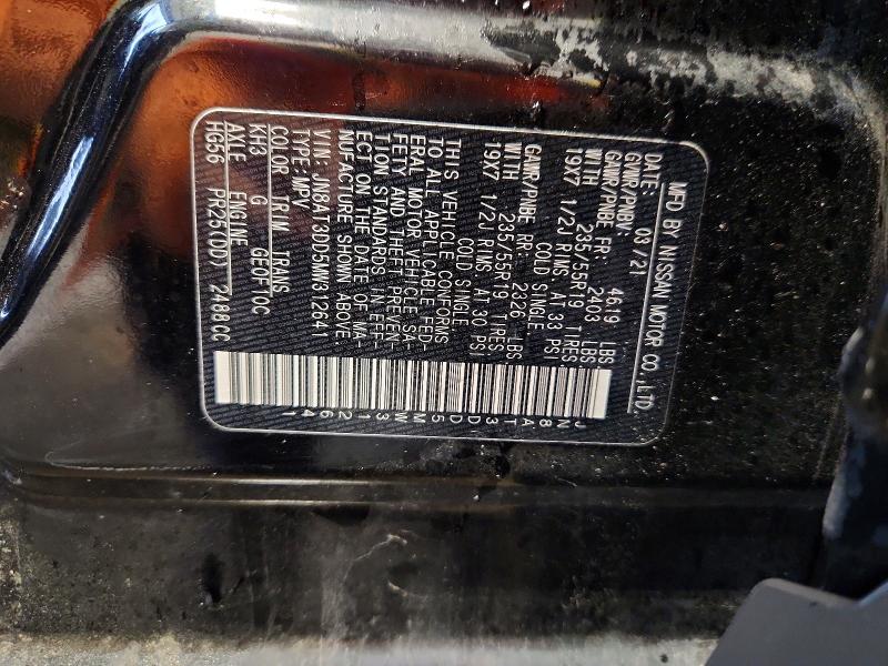 2021 Nissan Rogue მანქანა იყიდება აუქციონზე, vin: JN8AT3DD5MW312641, აუქციონის ნომერი: 63008736