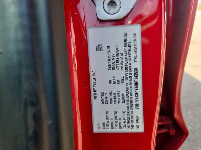 Aukcja sprzedaży 2022 Tesla Model 3, vin: 5YJ3E1EA9NF143530, numer aukcji: 63810216