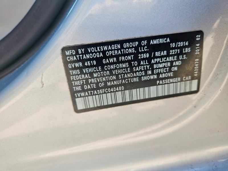Продаж на аукціоні авто 2015 Volkswagen Passat, vin: 1VWAT7A35FC040480, номер лоту: 63846276
