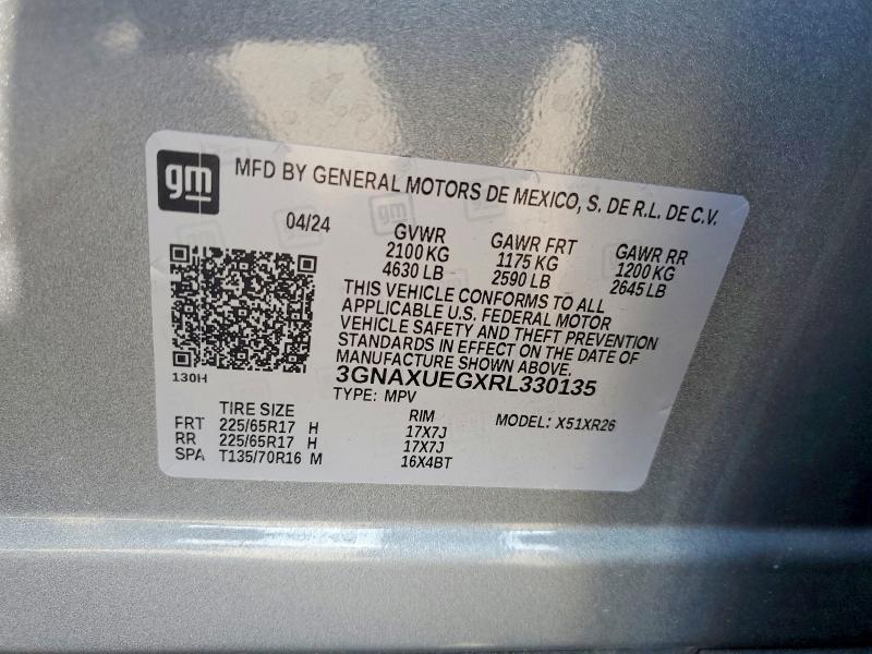 2024 Chevrolet Equinox მანქანა იყიდება აუქციონზე, vin: 3GNAXUEGXRL330135, აუქციონის ნომერი: 66392916