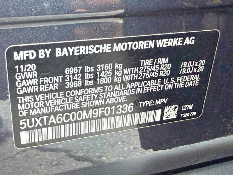 Aukcja sprzedaży 2021 Bmw X5, vin: 5UXTA6C00M9F01336, numer aukcji: 61449456