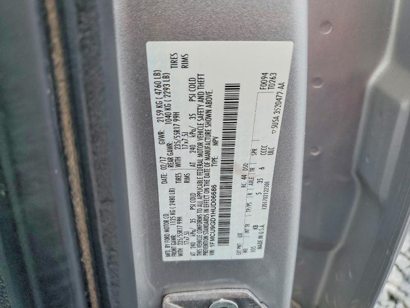 2017 Ford Escape მანქანა იყიდება აუქციონზე, vin: 1FMCU9GD1HUD06686, აუქციონის ნომერი: 65293326