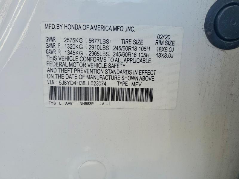 Aukcja sprzedaży 2020 Acura Mdx, vin: 5J8YD4H38LL023074, numer aukcji: 63793786