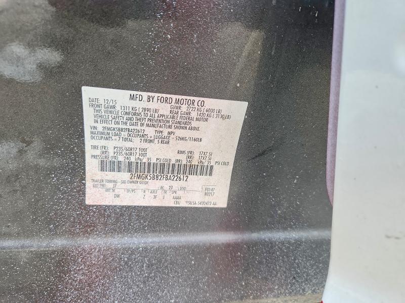 2015 Ford Flex მანქანა იყიდება აუქციონზე, vin: 2FMGK5B82FBA22612, აუქციონის ნომერი: 64422886