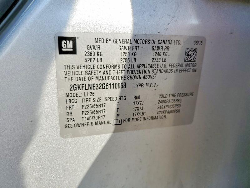 Продаж на аукціоні авто 2016 Gmc Terrain, vin: 2GKFLNE32G6110068, номер лоту: 65683436