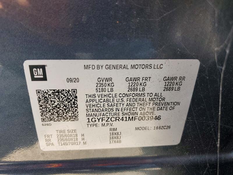 66794226 :رقم المزاد ، 1GYFZCR41MF003946 vin ، 2021 Cadillac Xt4 مزاد بيع