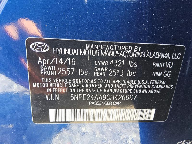Продажа на аукционе авто 2016 Hyundai Sonata, vin: 5NPE24AA9GH426667, номер лота: 65688986