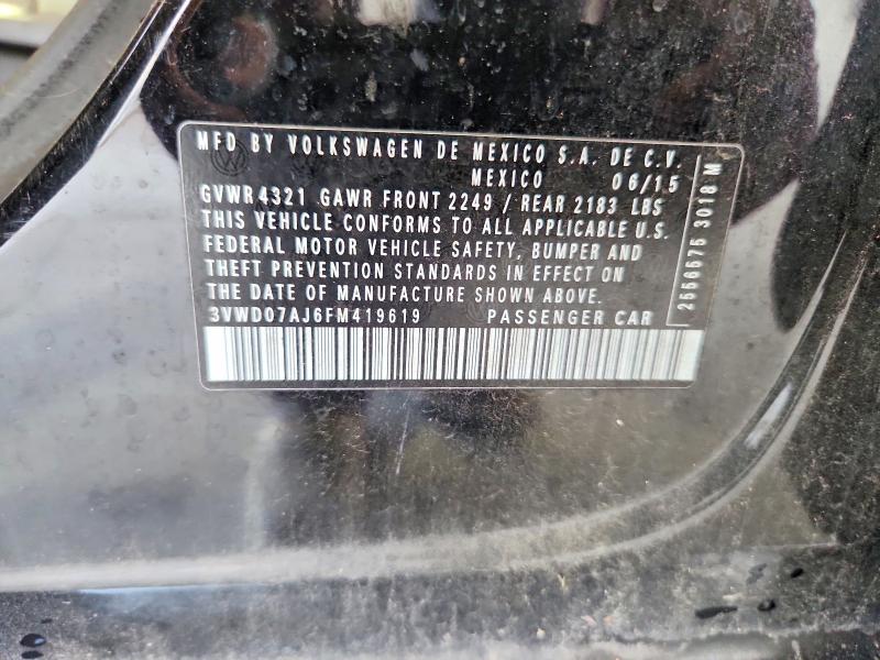 Продаж на аукціоні авто 2015 Volkswagen Jetta, vin: 3VWD07AJ6FM419619, номер лоту: 65719146