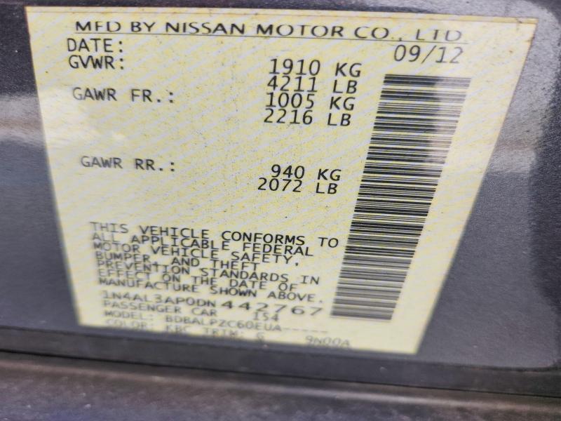 Продажа на аукционе авто 2013 Nissan Altima, vin: 1N4AL3AP0DN442767, номер лота: 63309136