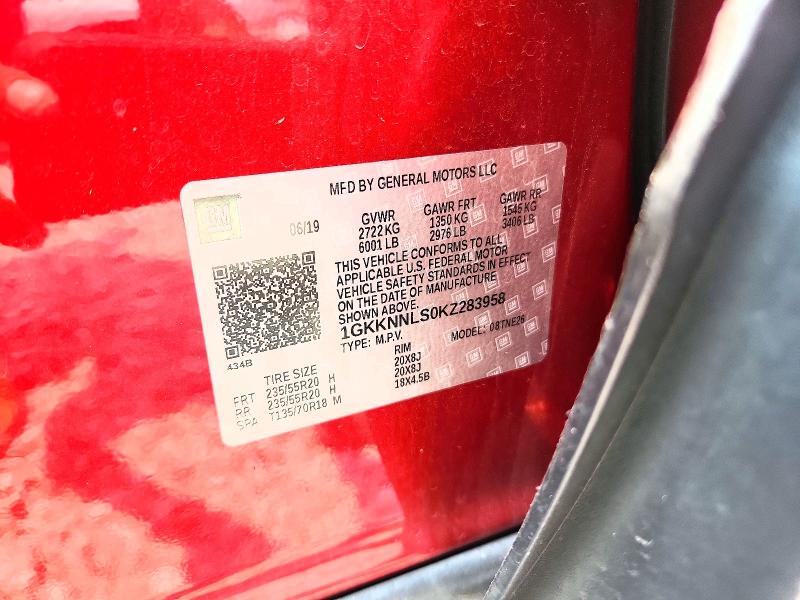 Aukcja sprzedaży 2019 Gmc Acadia, vin: 1GKKNNLS0KZ283958, numer aukcji: 64189906