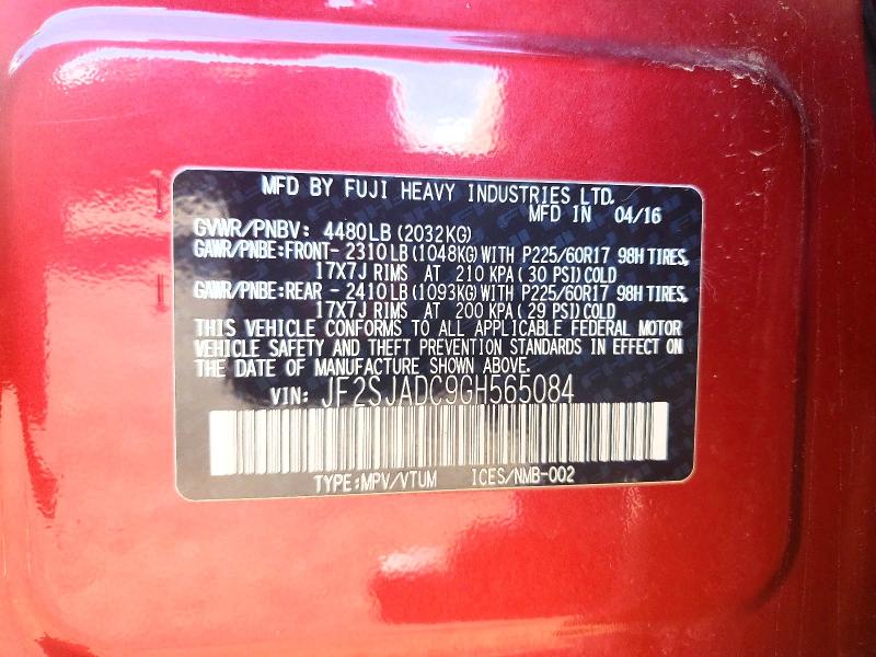 Продаж на аукціоні авто 2016 Subaru Forester, vin: JF2SJADC9GH565084, номер лоту: 64064816