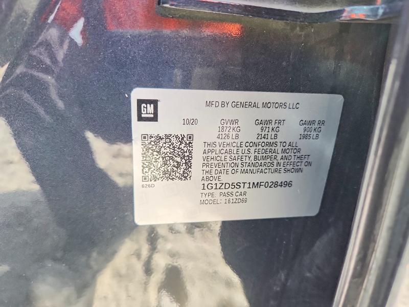 Продажа на аукционе авто 2021 Chevrolet Malibu, vin: 1G1ZD5ST1MF028496, номер лота: 66751506
