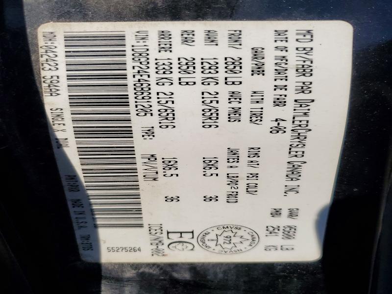62807036 :رقم المزاد ، 1D8GP24E46B691205 vin ، 2006 Dodge Grand Caravan مزاد بيع