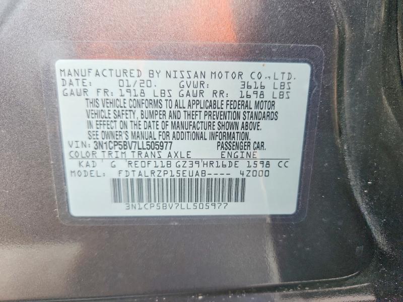 Auction sale of the 2020 Nissan Kicks, vin: 3N1CP5BV7LL505977, lot number: 64479076