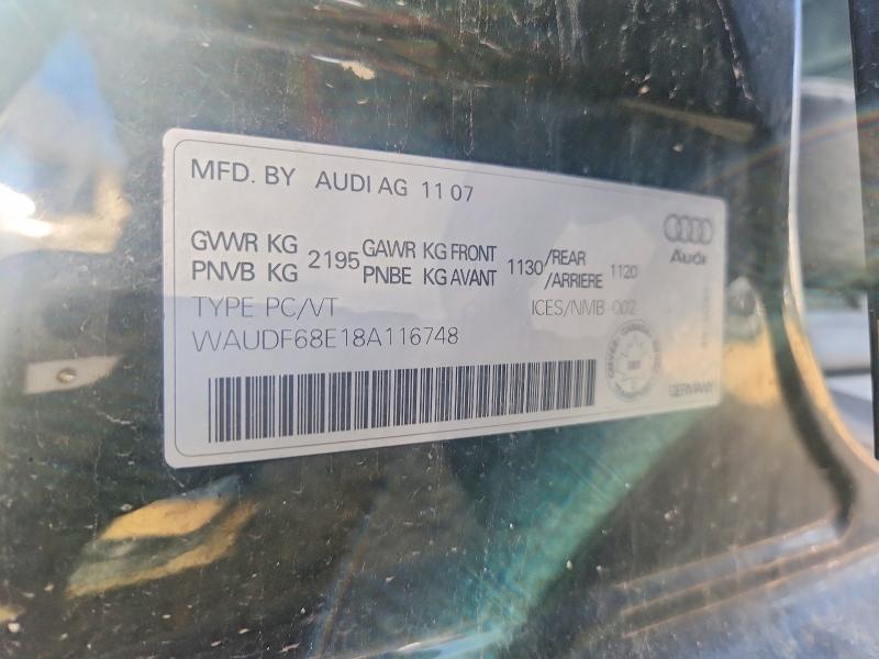 2008 Audi A4 მანქანა იყიდება აუქციონზე, vin: WAUDF68E18A116748, აუქციონის ნომერი: 64428006