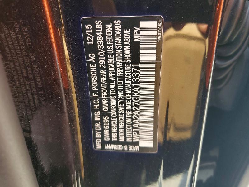 2016 Porsche Cayenne მანქანა იყიდება აუქციონზე, vin: WP1AA2A27GKA13371, აუქციონის ნომერი: 65302666