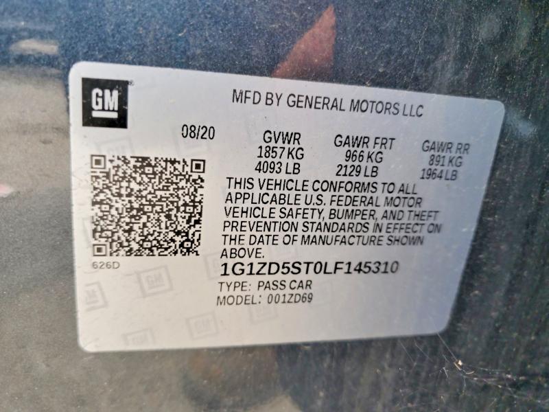 64373126 :رقم المزاد ، 1G1ZD5ST0LF145310 vin ، 2020 Chevrolet Malibu مزاد بيع